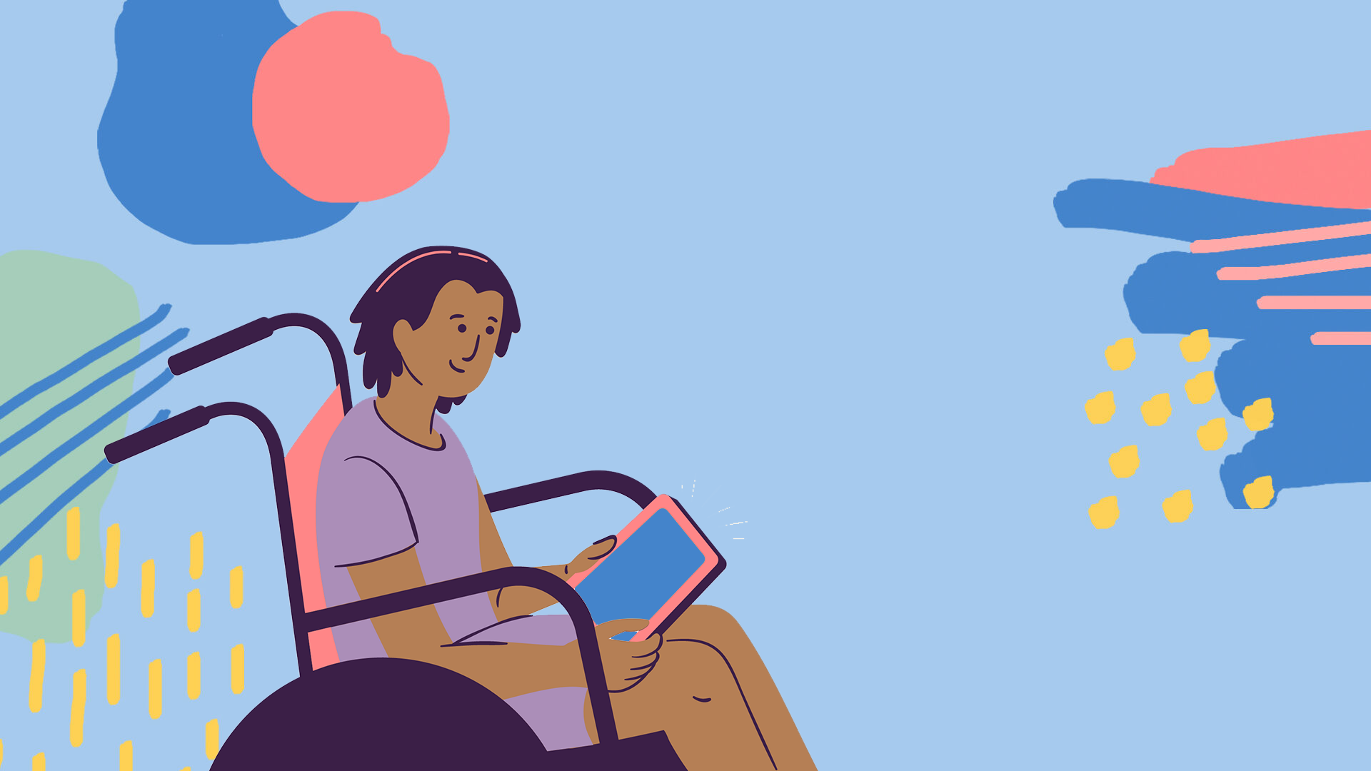 abortion textline user on ipad in wheelchair