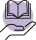 icon of a hand holding up an open book