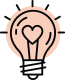 icon of a lightbulb with a heart in the center