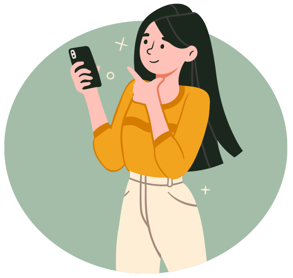illustration of a woman looking at a phone